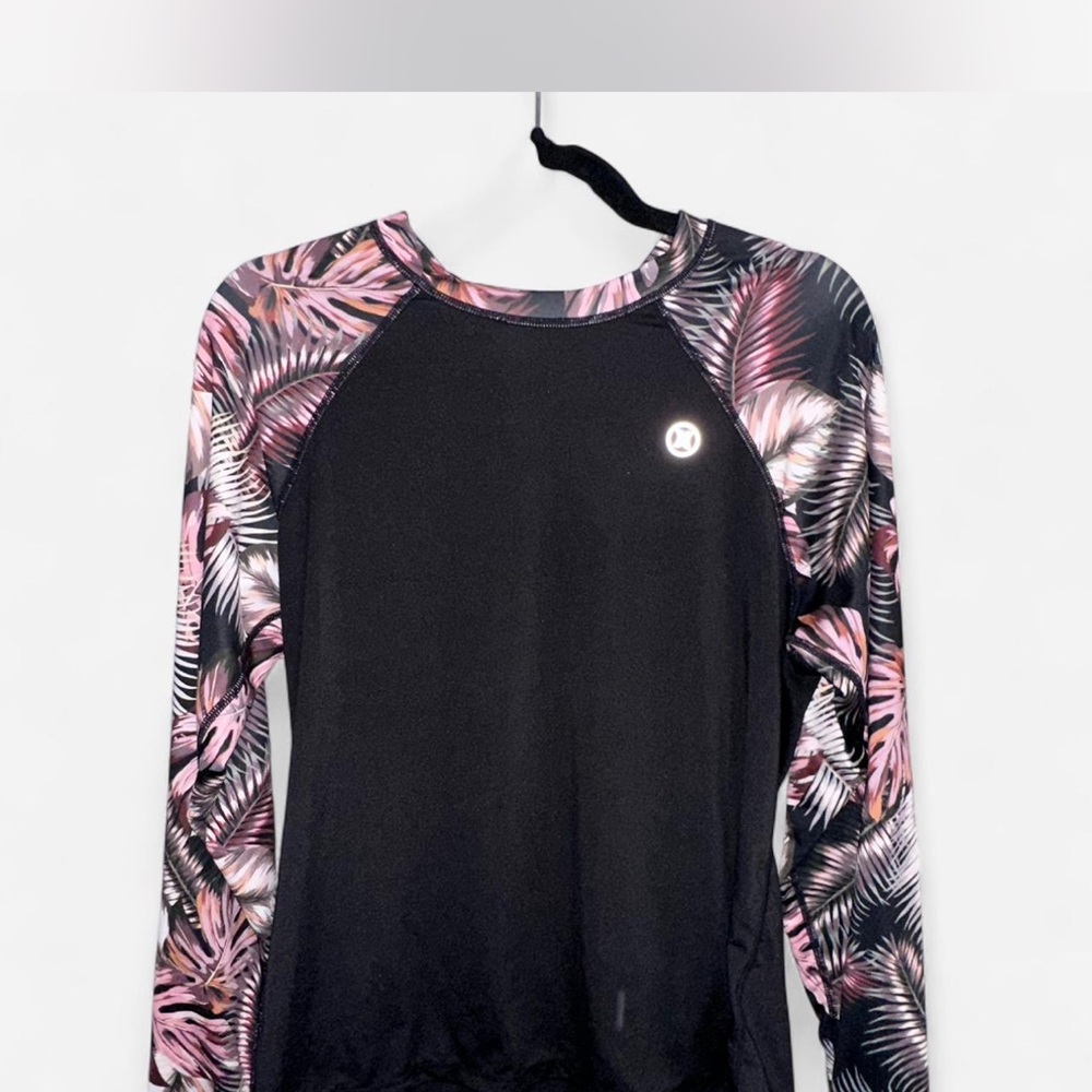 Hurley Black and Pink Leaf Print Sweatshirt